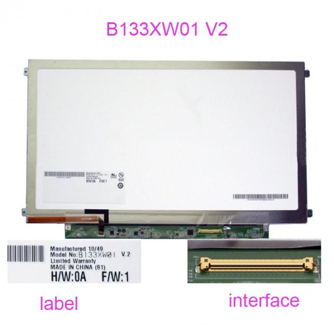 1366x768 reemplazo B133XW01 V del panel de exhibición del LCD de 13,3 pulgadas 2 PIN de LVDS 40